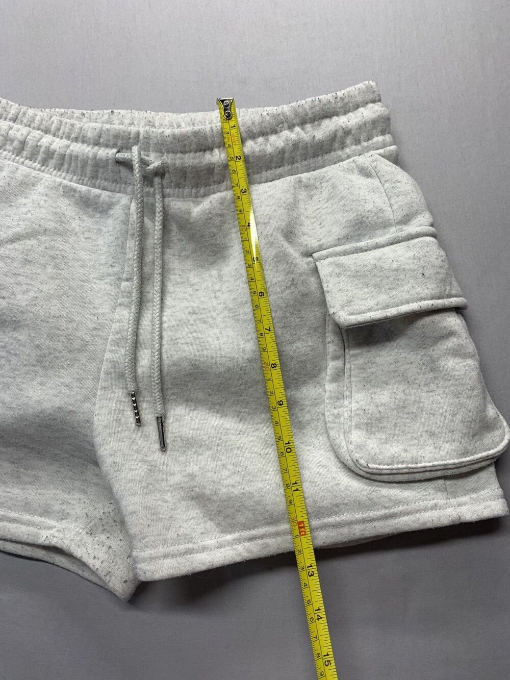 Womens Gray Fleece Cargo Mini Skirt Drawstring Elastic Waist Pockets M - Picture 5 of 6